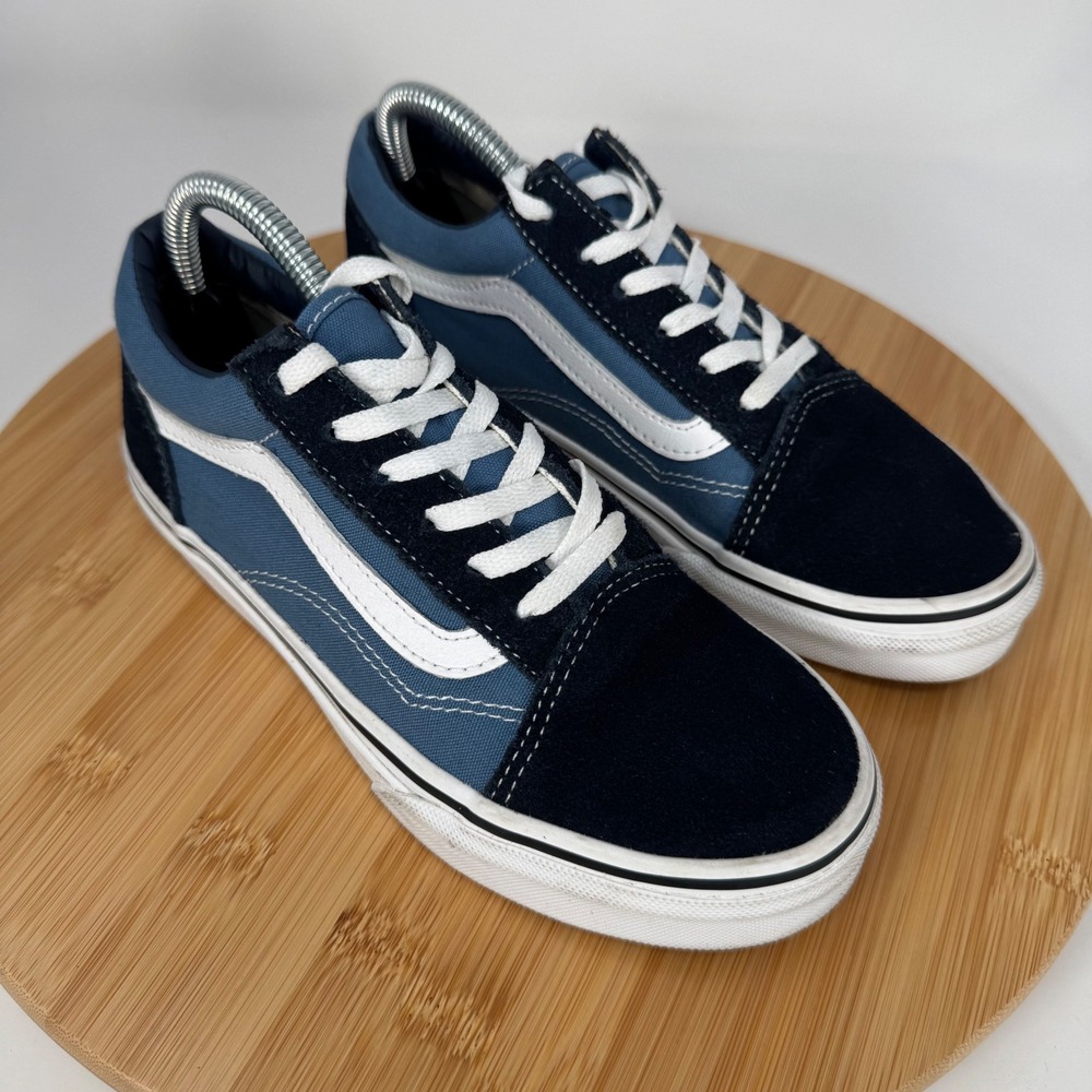 Vans Old Skool Kids Shoes Navy Blue Suede Canvas Sneakers‎ Size 3.0 721356